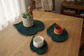 Lot de 3 sets de table au crochet – Vert sapin, forme feuille