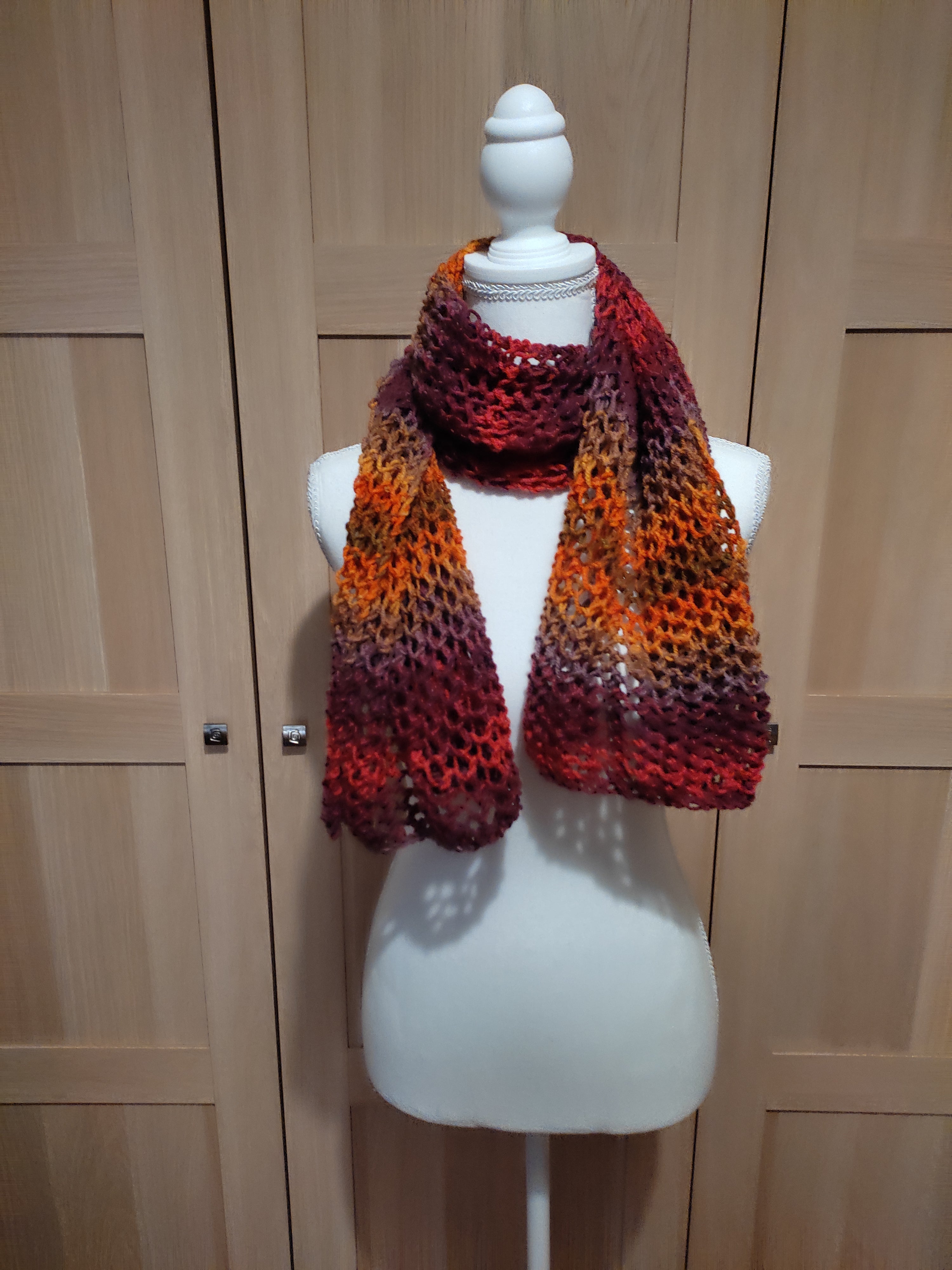Écharpe Tricot Maille Ajourée – Dégradé Automne
