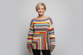 Pull crochet femme – Rayures multicolores