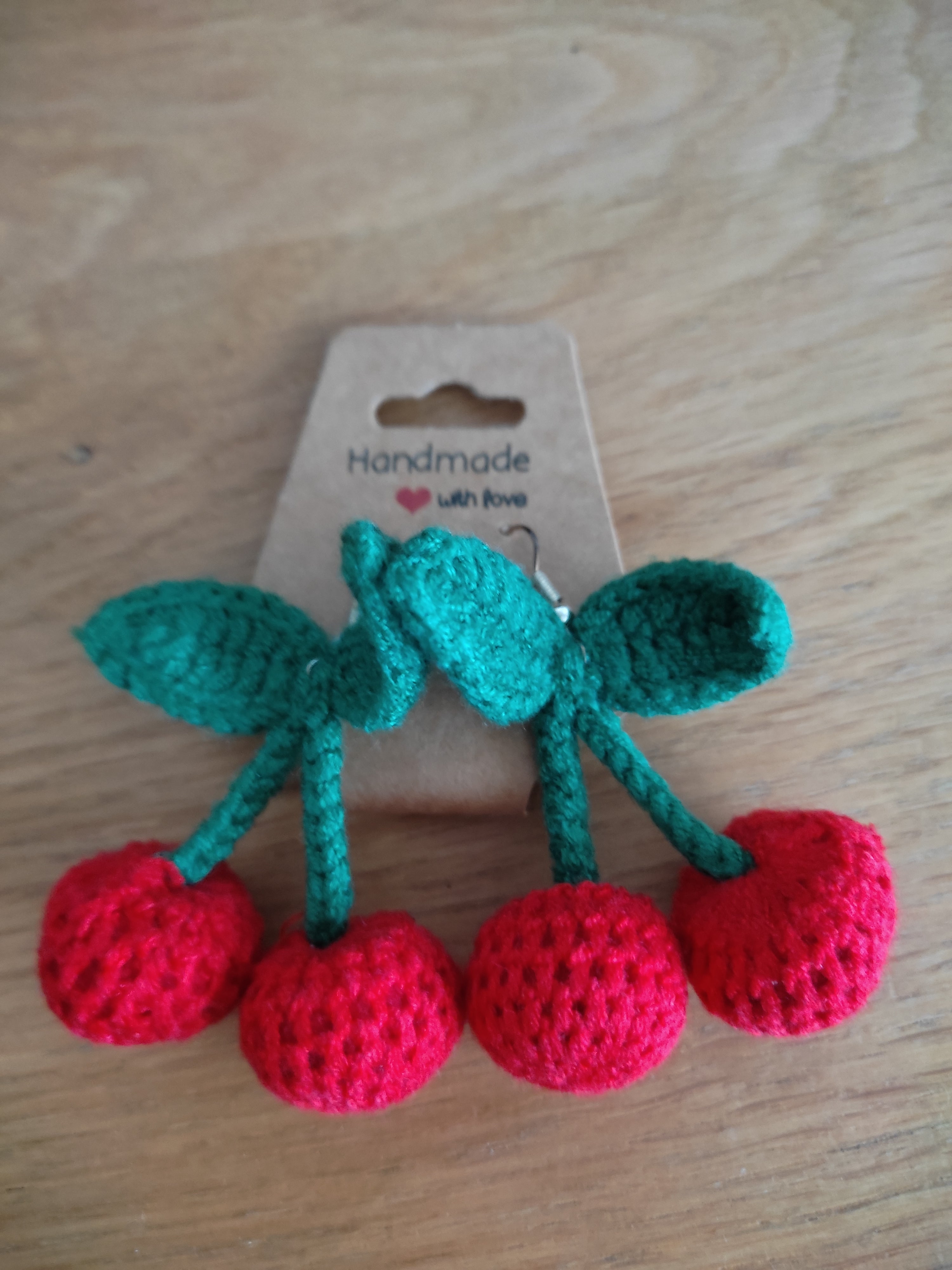 Boucles d'oreilles au crochet – Cerises Rouges