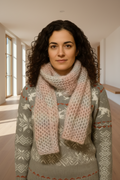 Écharpe Tricot Point Alvéole – Douceur Poudré
