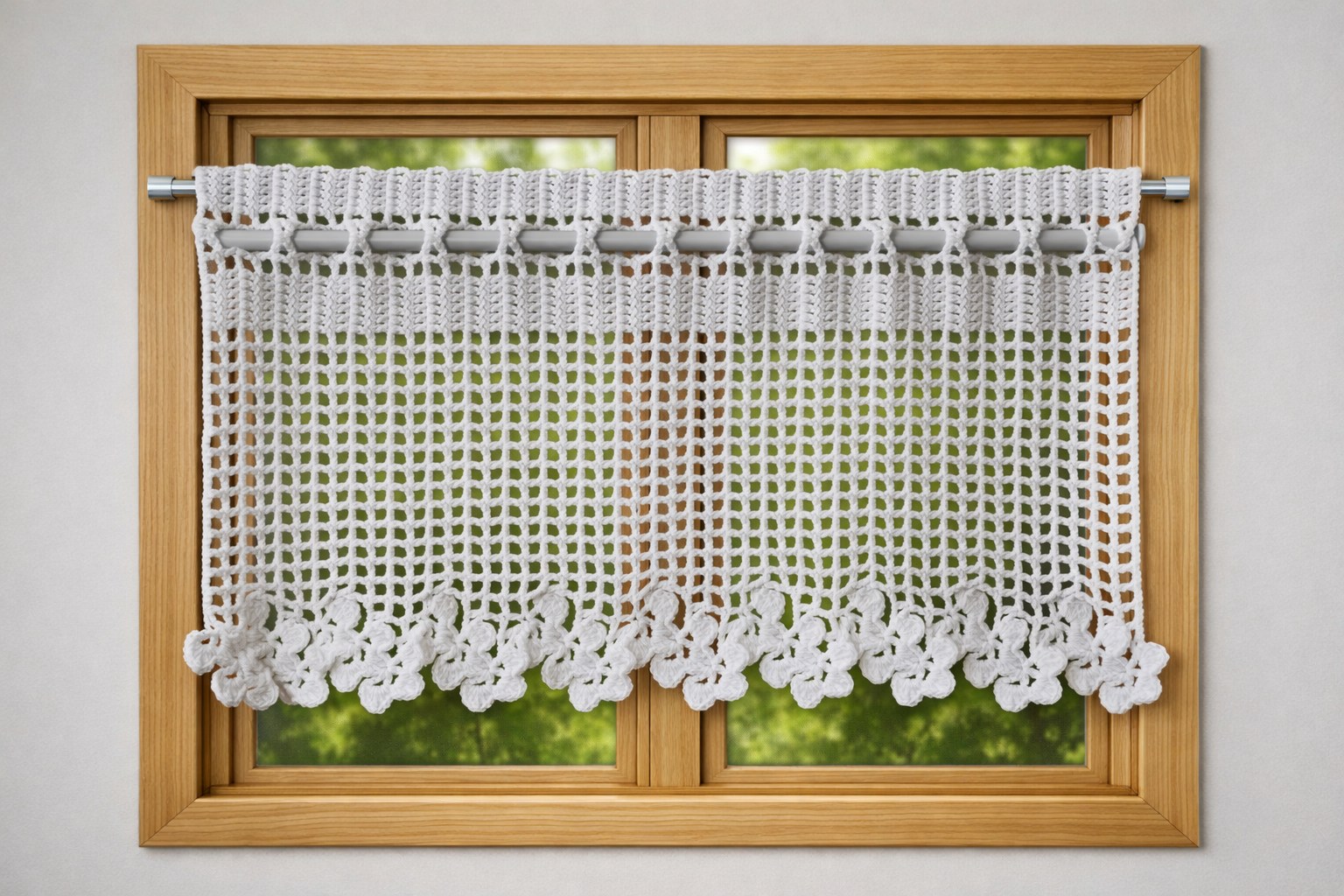 Rideau au crochet blanc – 55 x 37 cm