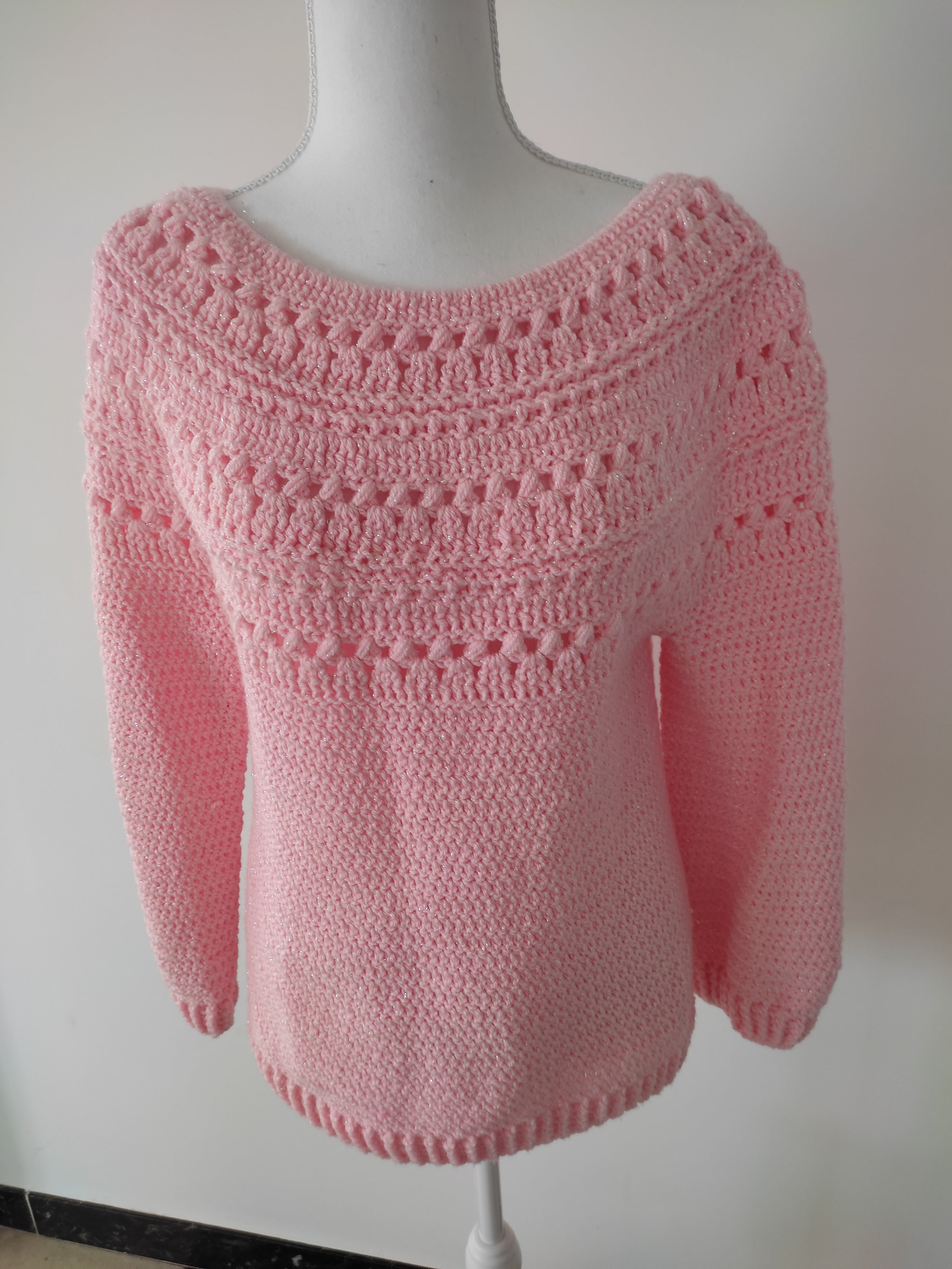 Pull couleur malabar au Crochet Fait Main