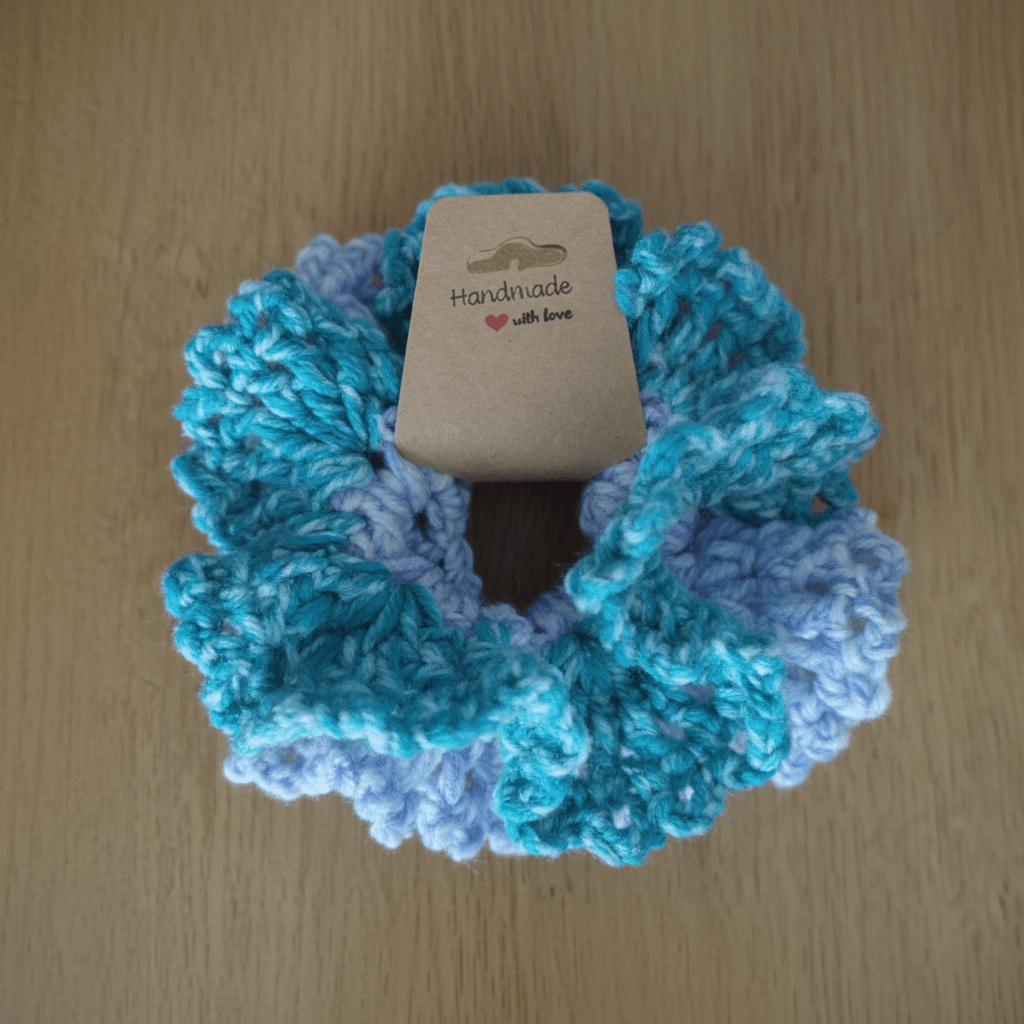 Chouchou au crochet – Turquoise & Lilas - Les créations de Faby