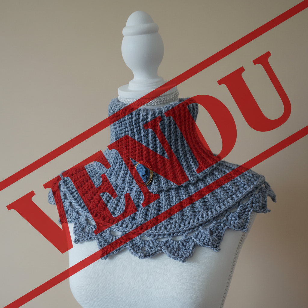 Col châle au crochet bleu VENDU