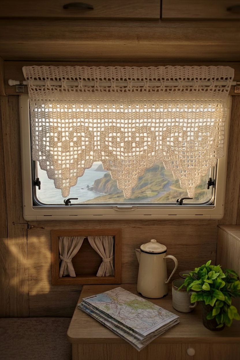 Rideau au crochet pour camping-car