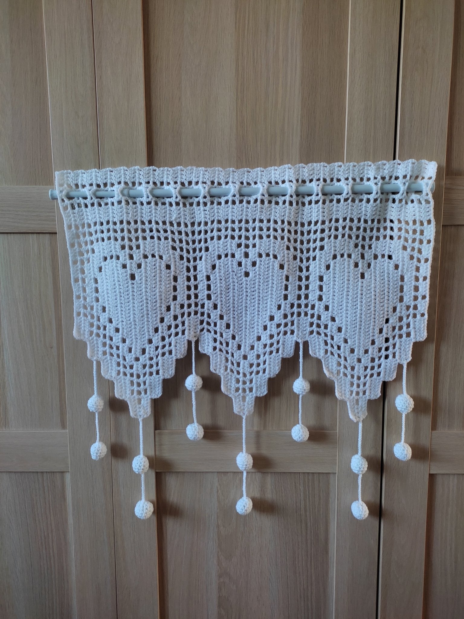 Rideau brise - bise au crochet – Fil acrylique blanc – 63 x 63 cm - Les créations de Faby