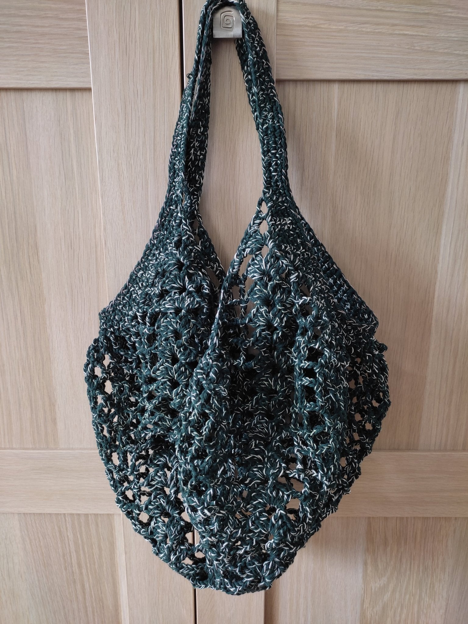 Sac filet au crochet – Vert forêt chiné - Les créations de Faby