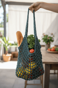 Sac filet au crochet – Vert forêt chiné - Les créations de Faby
