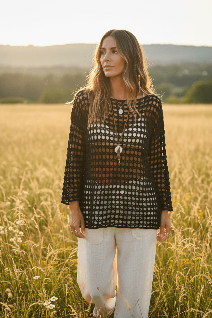 Tunique au crochet en coton - Les créations de Faby